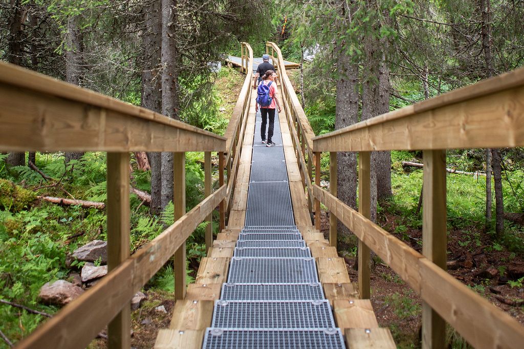 Suuremmat kävijämäärät tarkoittavat myös suurempaa kulutusta. Suosittu Varkaankurun reitti sai viime kesänä aiempaa kestävämmät ja leveämmät kulkuväylät. Varkaankurun reitti on rajoitusvyöhykkeellä, eli polulta ei saa poistua.